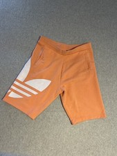 ADIDAS Big Logo French Terry Shorts Orange White Large