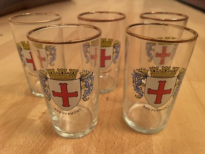 5 Gläser Pyrmonter Ankerkreuz Wappen Bad Pyrmont 