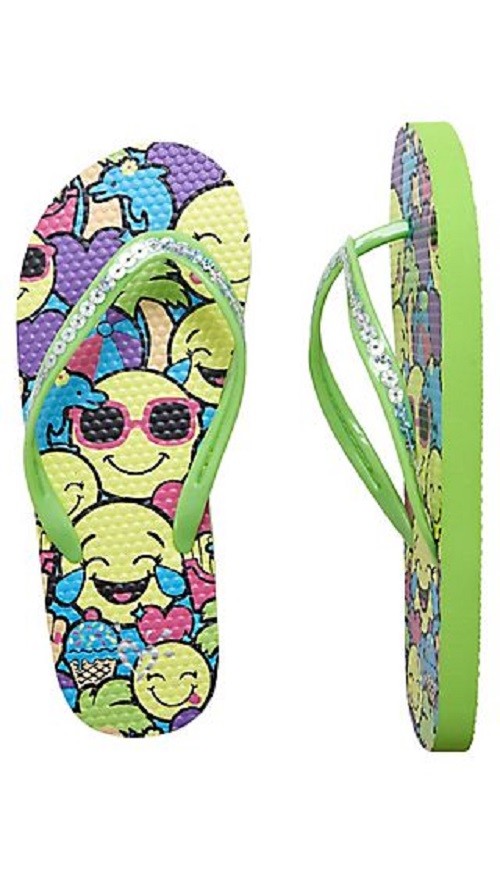 【♬♪♡mada♡♪♬】 NEW Justice Girls Emoji Sequin Flip Flops Sandals SIZE 6/7 XA | eBay