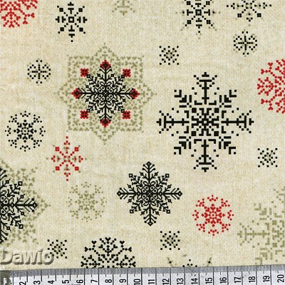 Patchworkstoff Patchwork Paket Weihnachten Schneeflocken Auf Beige