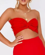 Billie Faiers X In The Style Size 8 Red Bandeau Twist Front Crop Top