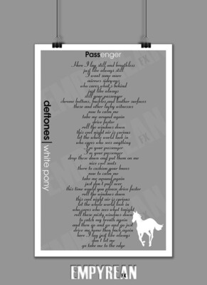 Deftones White Pony Passenger Song Lyrics Poster Art Print