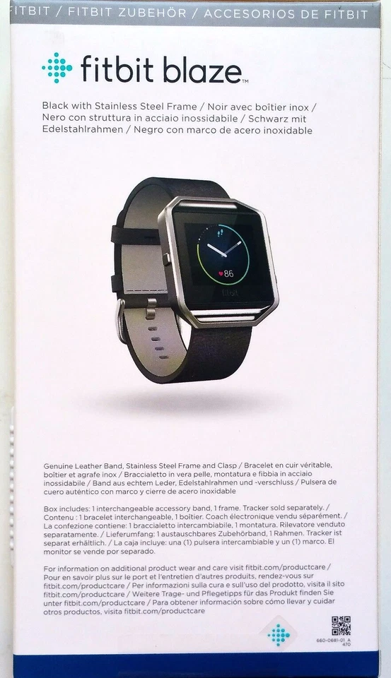 Accesorio Fitbit Blaze repuesto pulsera de cuero y marco pequeño negro OEM Foto 2 de 4