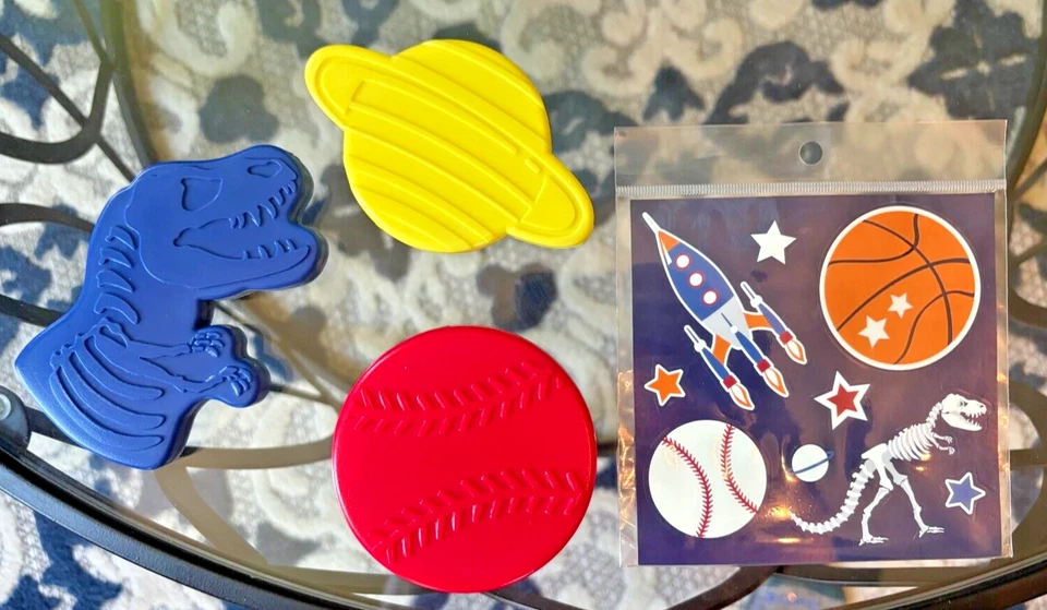 School Pottery Barn Disney Space Baseball Dinosaur ball star Sticker Set pre k . - Image 4 of 4