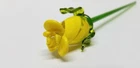 VENETIAN GLASS YELLOW TWIST ROSE BUD 3 GREEN LEAVES LONG STEM GLASS FLOWER 12"