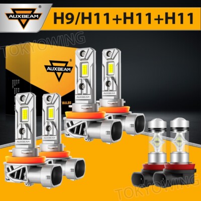 6x AUXBEAM H9 H11 H8 LED Headlight Fog Bulbs 6500K For Toyota Tacoma 2016-2024