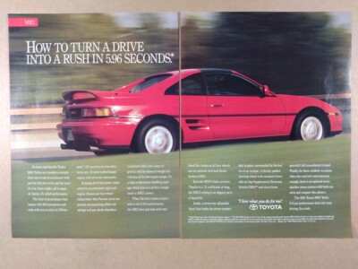 1991 Toyota MR2 Turbo red car photo vintage print Ad | eBay