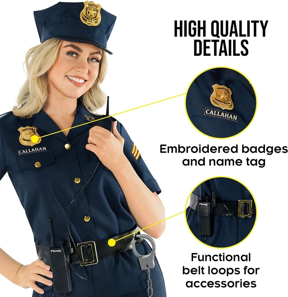 Mujer Disfraz de Oficial de Policía Damas Uniforme de Policía + Sombrero Accesorios Halloween Foto 4 de 4