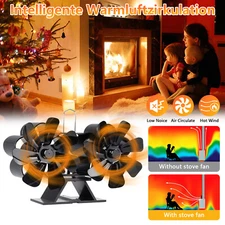 2 Head 14-Blade Heat Activated Fireplace Fan Cocoon Fan | Wood Burning Stove Fan