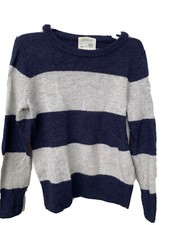 Boys J.Crew Crewcuts Sweater Gray/Navy Blue Stripes with Elbow Patches Size 4-5