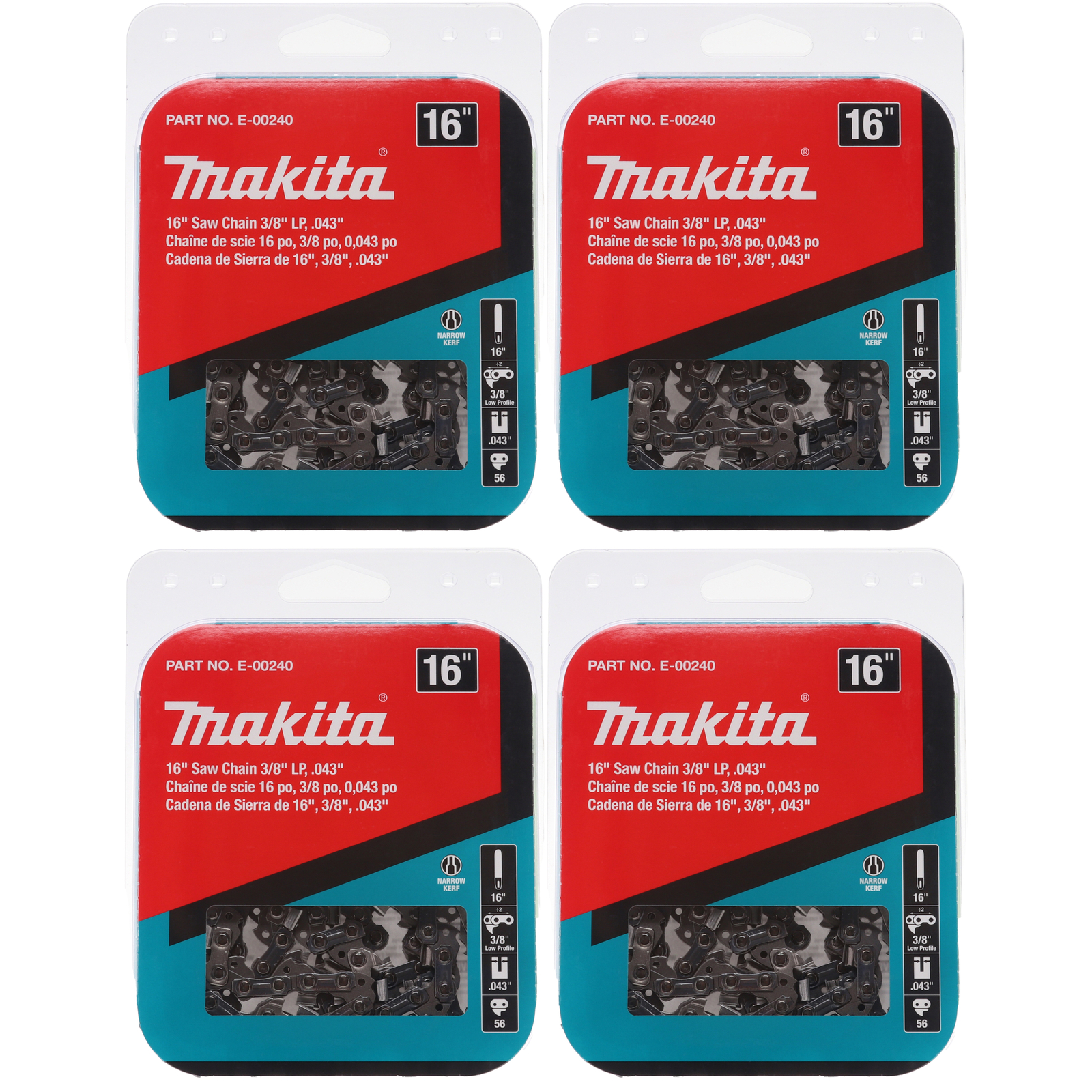 Makita E00240 16" Saw Chain 3/8" LP .043" Tool Replacement Part (4