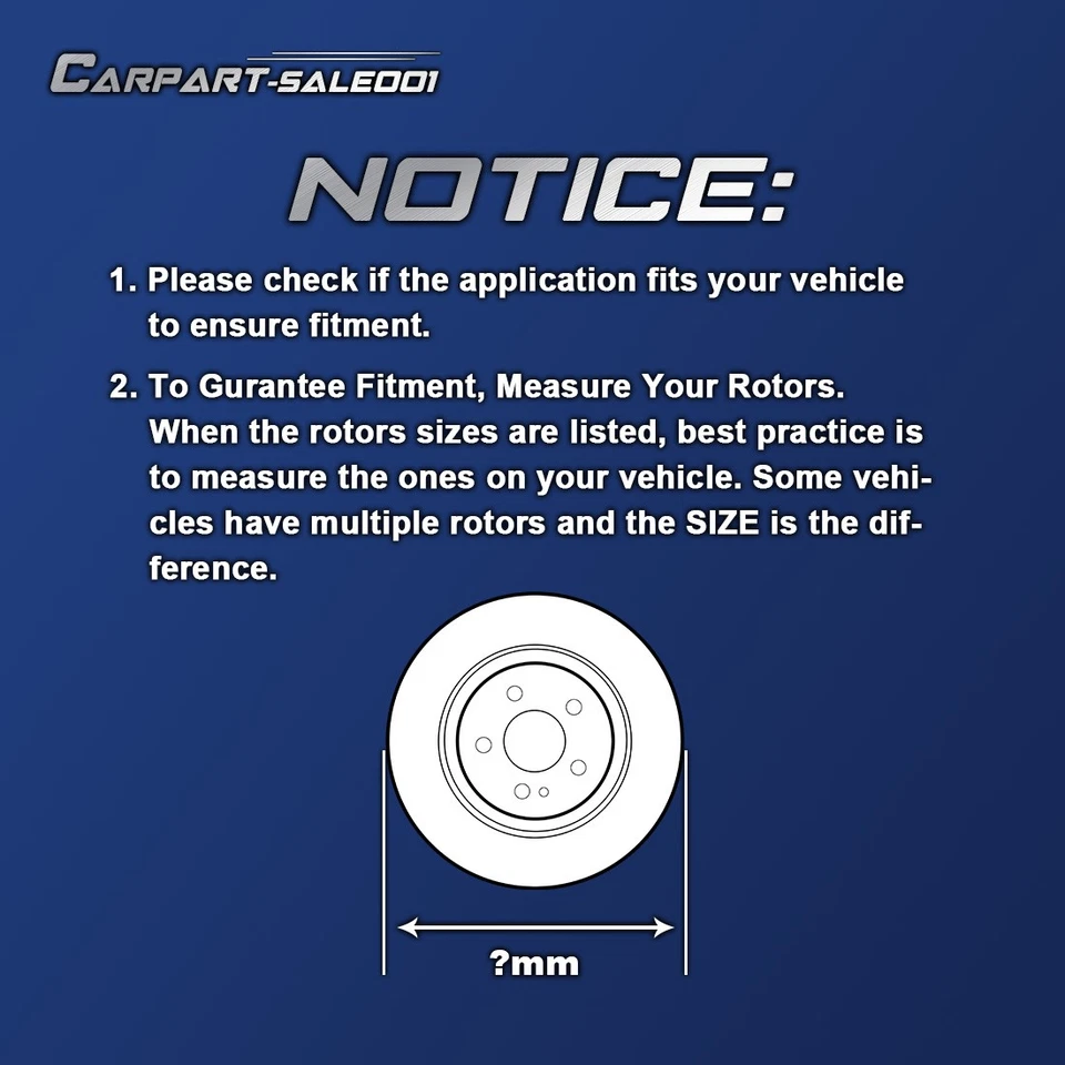 11.08" Front Disc Brake Rotors Brake Pads Kit for 1981 1982 Ford LTD 4.2L - Image 2 of 4