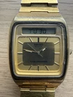 Vintage Men's Seiko H357-5109 Ana+Digi Alarm Chronograph Gold Tone Quartz Runs