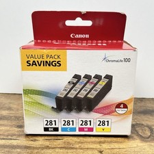 Genuine Canon CLI-281 4-Color Ink Value Pack BK/C/M/Y ChromaLife100 - Sealed