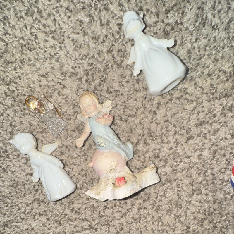 The CUTEST Two Vintage Glass Cherub Angel Statues With Sweet Faces