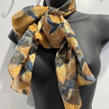 Symphony Scarfs Vintage Gem Geometric Lightweight Orange Navy Beige