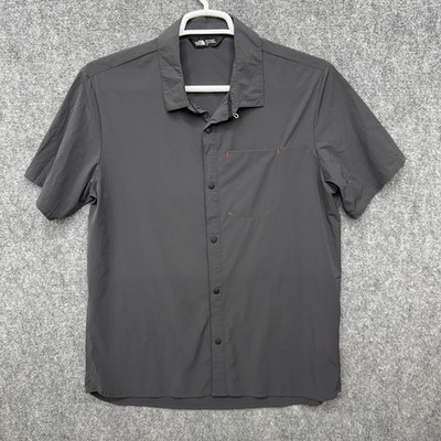 The North Face snap button up shirt gray men's size Large nylon blend