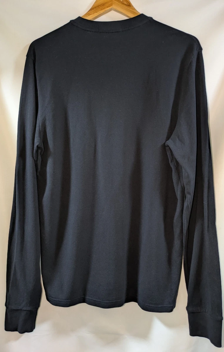 Fred Perry Polo Henley Manga Larga Rayas Negro Algodón Talla M