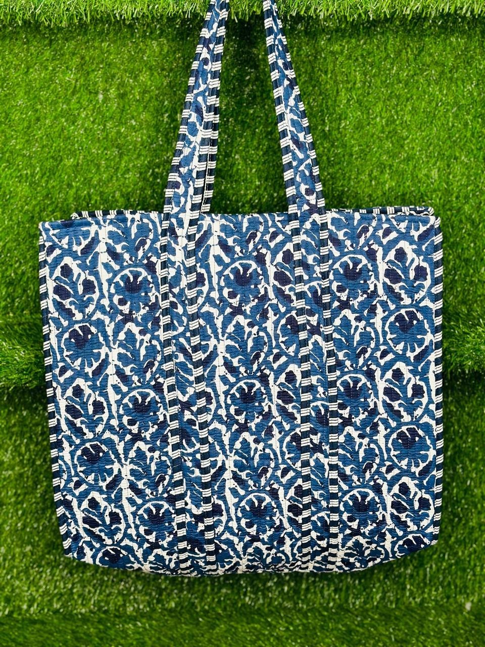 Floral Print Cotton Women’s Quilted Tote Bag Everyday Shopping Beach Handbags US