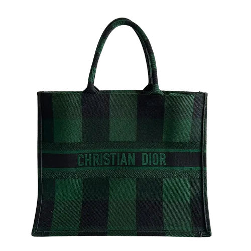 Dior Book Tote Large Check Leaf vert / noir / très bon état