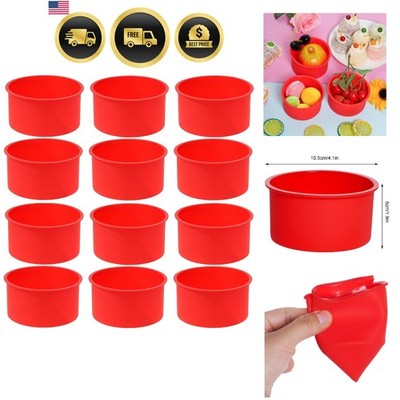 12pcs Silicone Cake Mold Baking Round Cake Molds 4 Inch Non-Stick Baking Pan ...