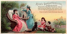 Family Enjoys AYER'S SARSAPARILLA Of LOWEL, MA Victorian Trade Card