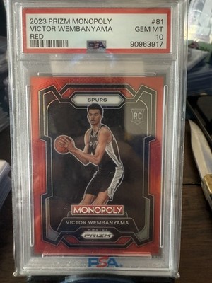 2023-24 Prizm Monopoly Victor Wembanyama Red /99  RC PSA 10 💎 Spurs 💎 POP 12