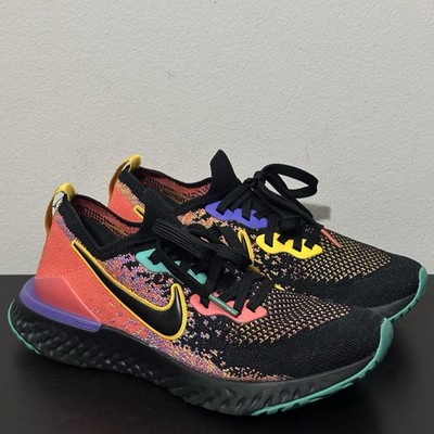 Nike Epic React Flyknit 2 Black Ember Glow CK0818-001 Women s Size 7.5 Sneakers