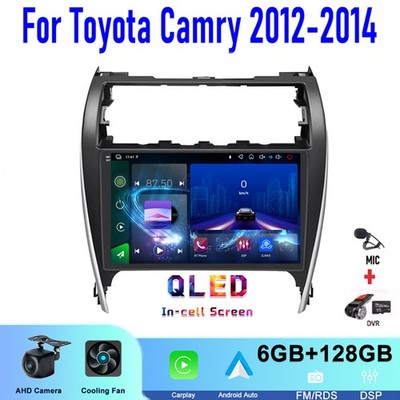 128GB 10'' For Toyota Camry 2012-14 Carplay Android 15 Radio Head Unit GPS+DVR BT