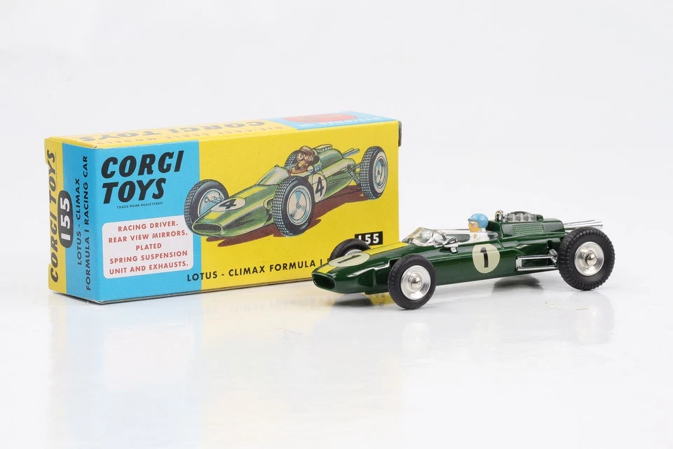 1:45 Corgi Toys Lotus Climax Racing Car 1967 British Racing Green n. 155 Repro - Immagine 2 di 4