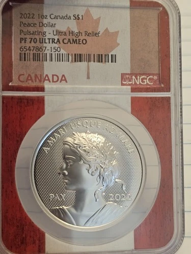 2022 1oz Canada Silver Peace Dollar Pulsating Ultra High Relief NGC PF-70 UCAM