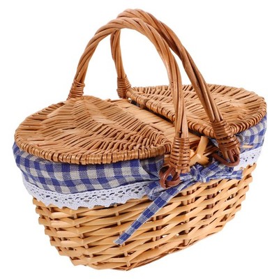  Picknickkorb Für Kinder Geflochtener Aus Rattan Mit Griffen Kleiner Snackkorb