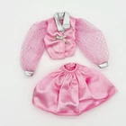 90’s Vintage Mattel Barbie Pink Fantasy Fashions Two Piece Outfit Lace Sleeves
