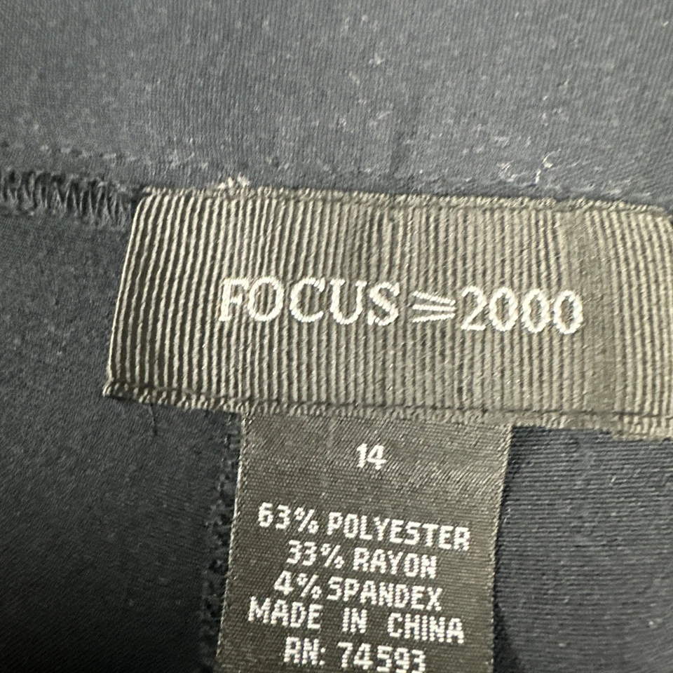 Focus 2000 Pants Womens 14 Blue Stretch Wide Leg Straight Career Work Office - Image 2 of 4