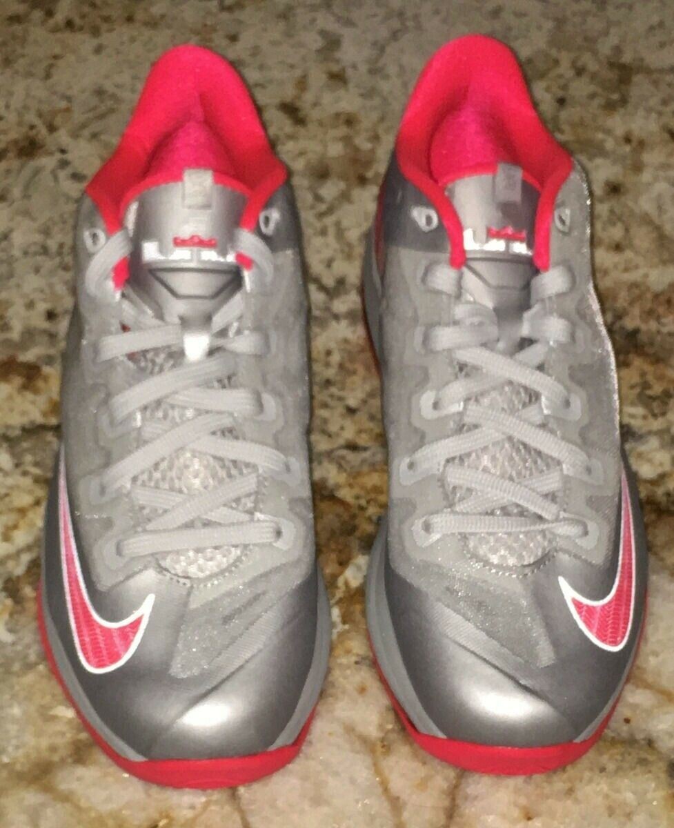 NIKE LeBron XI 11 Low Grey Crimson Pink Basketball Shoes NEW Youth Girls Boys 7 thumbnail 4