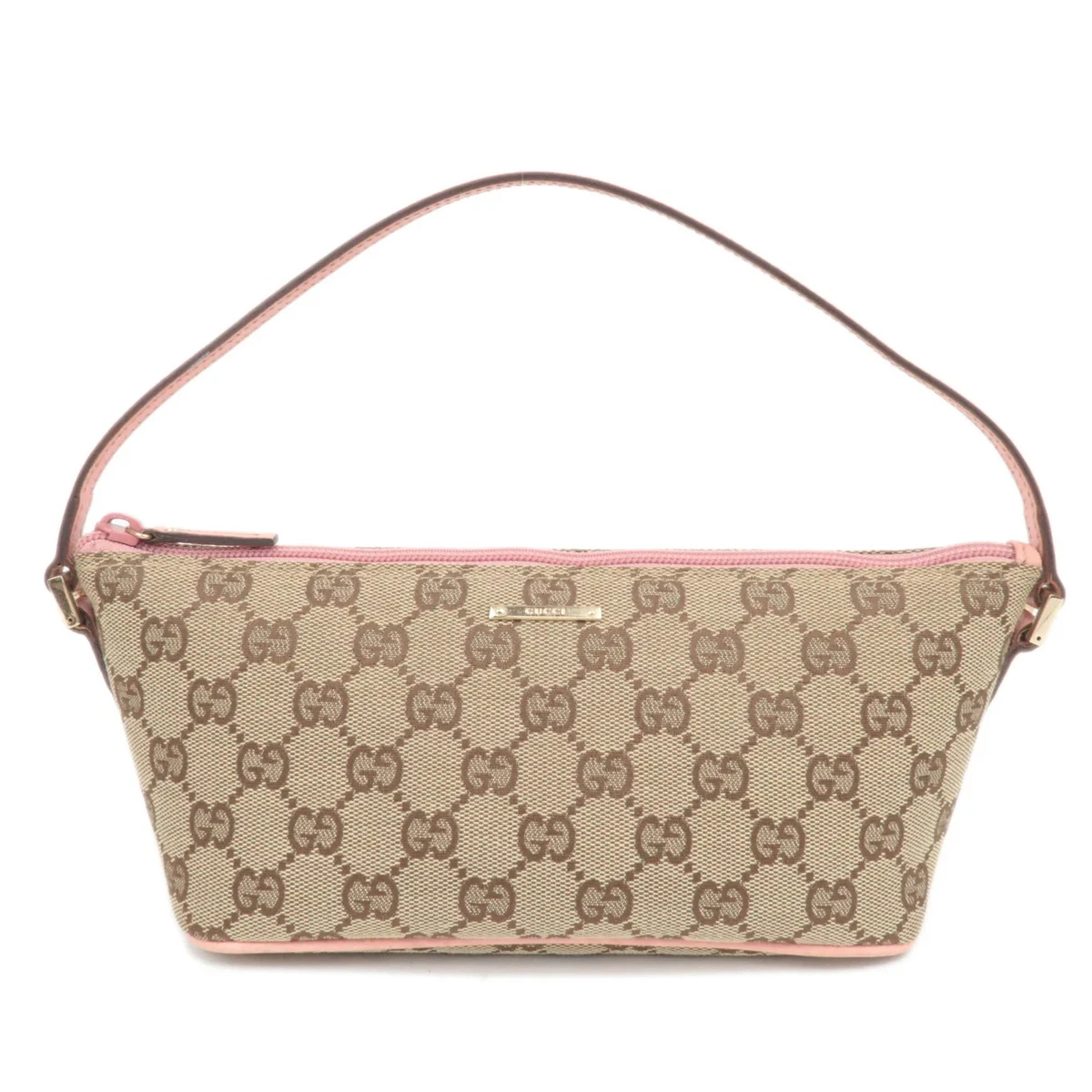 GUCCI GG Canvas Boat Bag Beige Pink Gold HDW 07198 Authentic | eBay