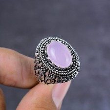 Rose Quartz Gemstone 925 Sterling Silver Jewelry Ring Size 8 Gift For Her Y864