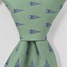 NWT Vineyard Vines Martha's Vineyard Neck Tie Green All Over Print 100 Silk USA