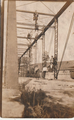 Vintage Postcard Photo Iron Truss Bridge Construction Workers High Steel c.1910s