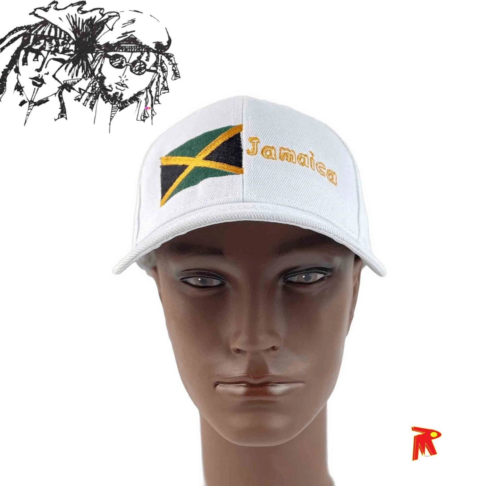 Jamaica Design white baseball Cap adjustable for Summer wear casual wear