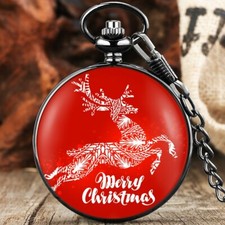 CHRISTMAS Pocket Watch Pendant "RUDOLPH" Christmas Gift or Stocking Stuffer  