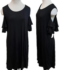 NEW Brina & em SZ 2X BLACK BELOW KNEE DRESS COLD SHOULDER PLUS SZ 2X