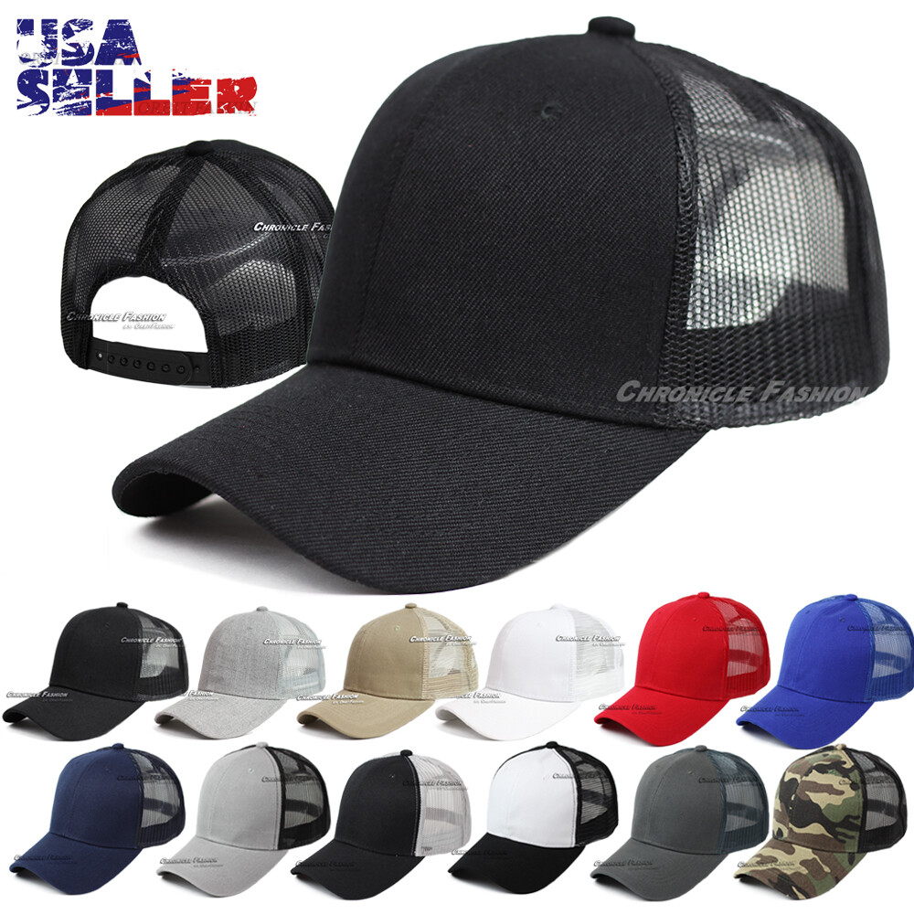 Mens Trucker Hat Curved Bill Mesh Back Snapback 6 Panel  display picture 3