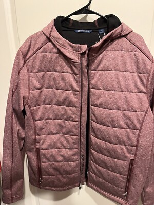 Cutter & Buck Full Zip Hooded Quilted Coat  NWT  Large  Burgundy