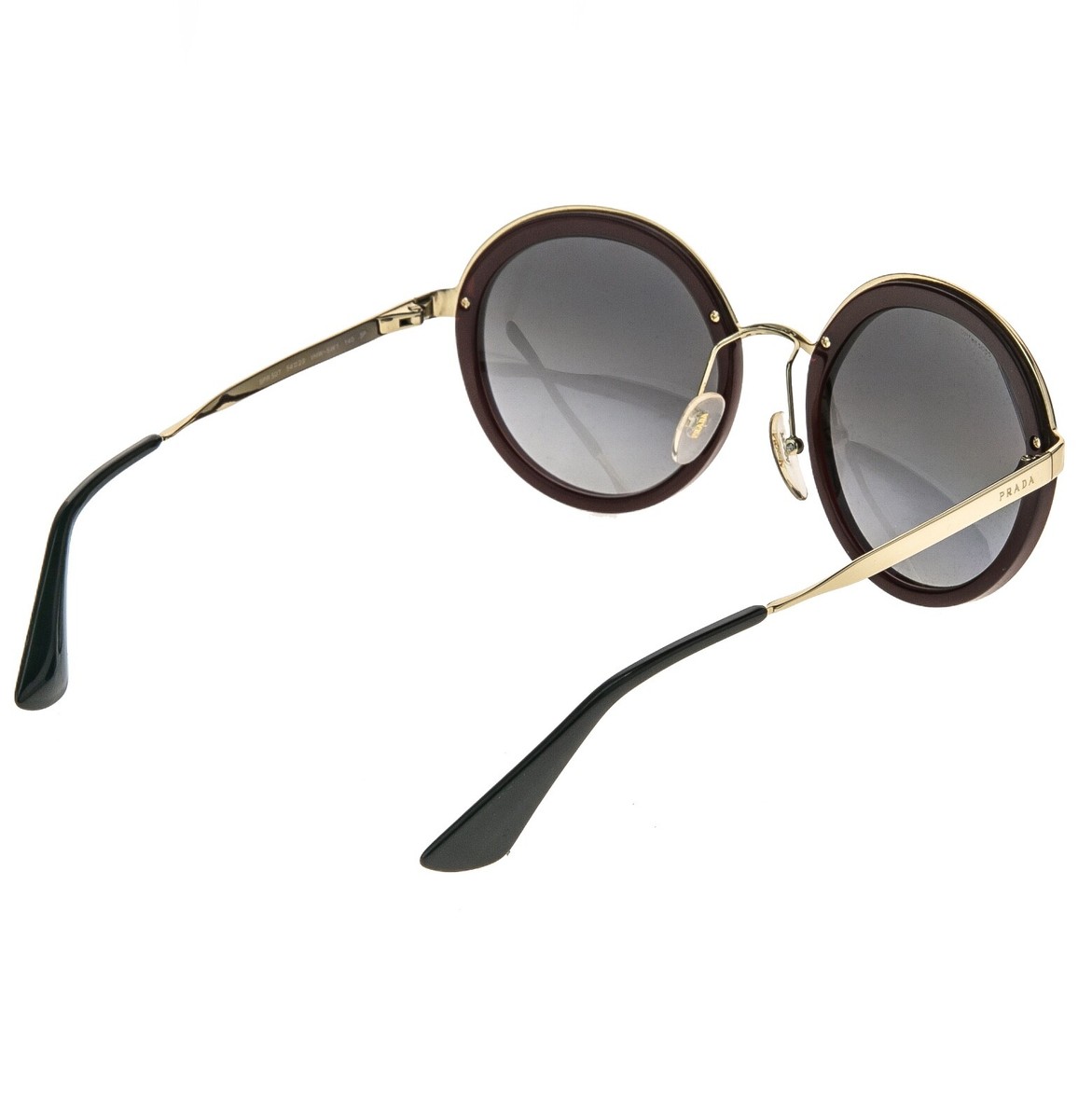 Prada Cinema SPR50T Round Black Sunglasses with Gold Bridge and Case Prada Black & Pale Gold/ Anthracite Gradient SPR50T Round  main image 4