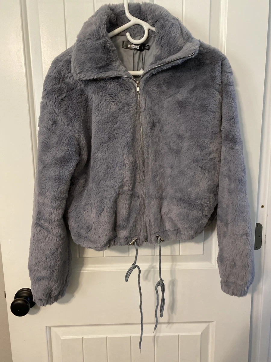 LV fleece jacket handmade recycled faux fur sports bomber in white