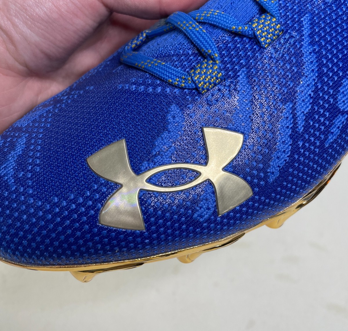 Under Armour Spotlight Lux MC Blue Gold Football Cleats Size