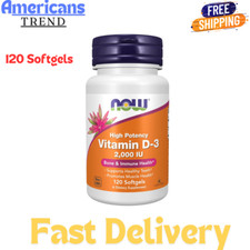 NOW Foods Supplements, Vitamin D-3, 2,000 IU, High Potency, 5000 IU 120 Softgels