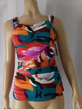 GOTTEX  PROFILE Tankini Top cup 32 D 8 multi color Sugar & Spice underwire NWT