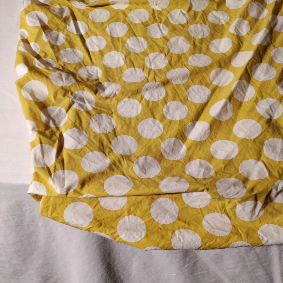 The Land Of Nod Fitted Crib Sheet Yellow w/ White Polka Dots #1  CRYE Peep Dot - Image 3 of 4